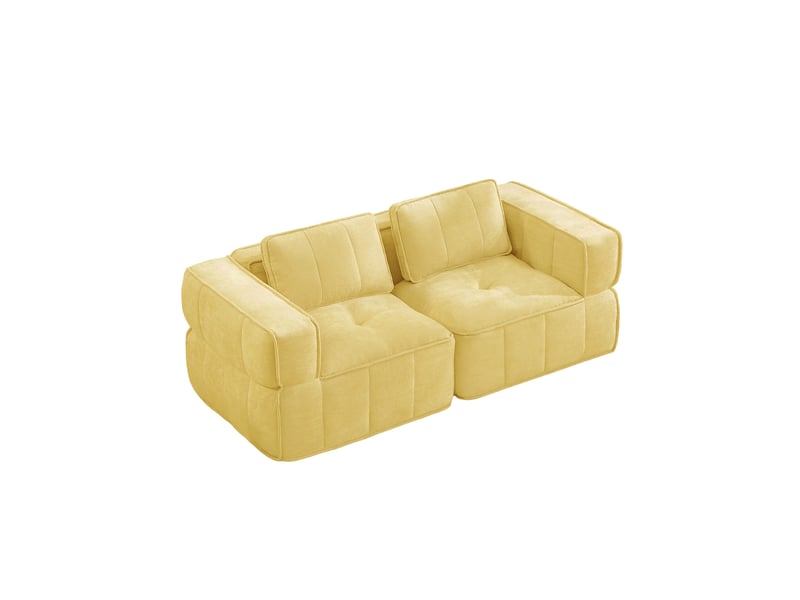  Canapé 2 places 198x93x67cm, sans montage, design contemporain, confort immédiat, assise profonde, modulaire, tissu, jaune  - Conforama A