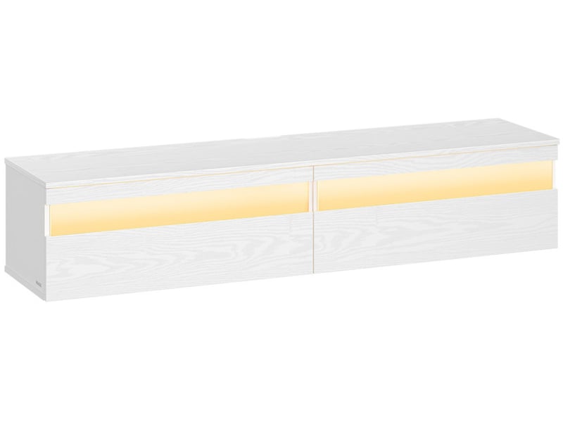 Meuble TV Mural VASAGLE 178x35x30cm Blanc - LED, Prises Intégrées