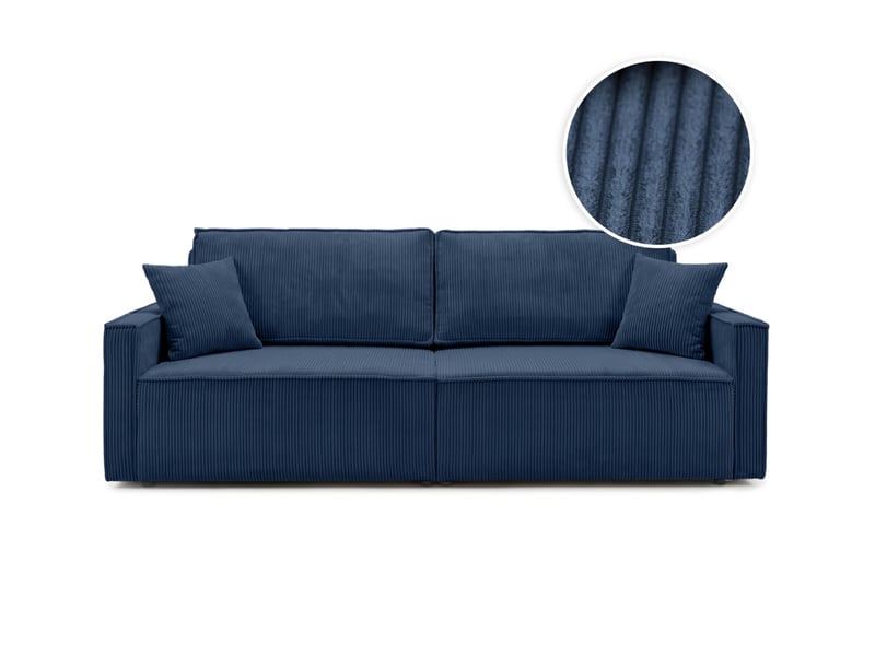  Farah - canapé droit 3 places convertible accoudoirs slim en velours cotelé  - Conforama A