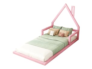 Lit cabane 90x200 cm <strong>MAISENTIEL</strong>  <strong></strong> coloris rose