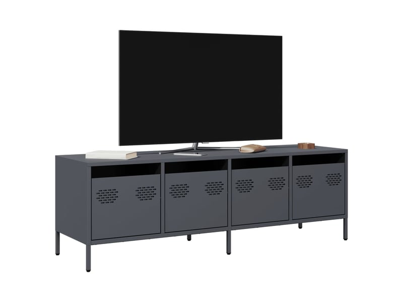  Meuble tv - banc tv - meuble de rangement anthracite 135x39x43,5 cm acier laminé à froid  - Conforama B