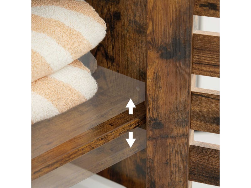 Meuble de rangement armoire salle de bain 100 x 28 x 178 cm placard buffet avec 2 portes persiennes 2 planche réglable en hauteur marron 12_0006408  - Conforama C