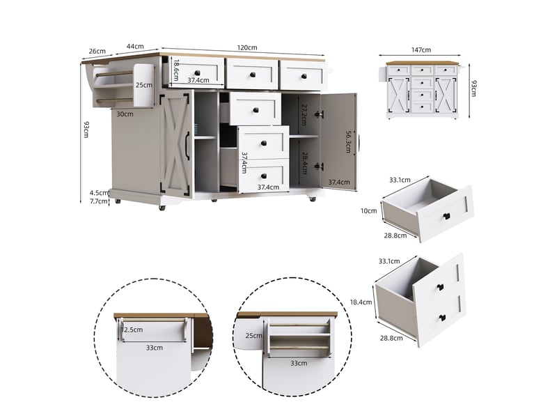  Desserte 2 portes 6 tiroirs coloris blanc mdf desserte blanc - Conforama C