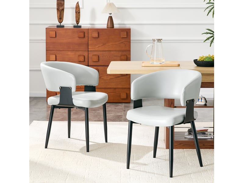  Chaise de salle à manger à accoudoirs en pu gris  - Conforama C