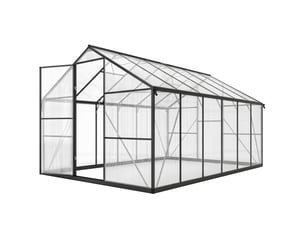 Serre de jardin en aluminium polycarbonate, serre avec fenêtres supérieures réglables 363x247x205cm noir