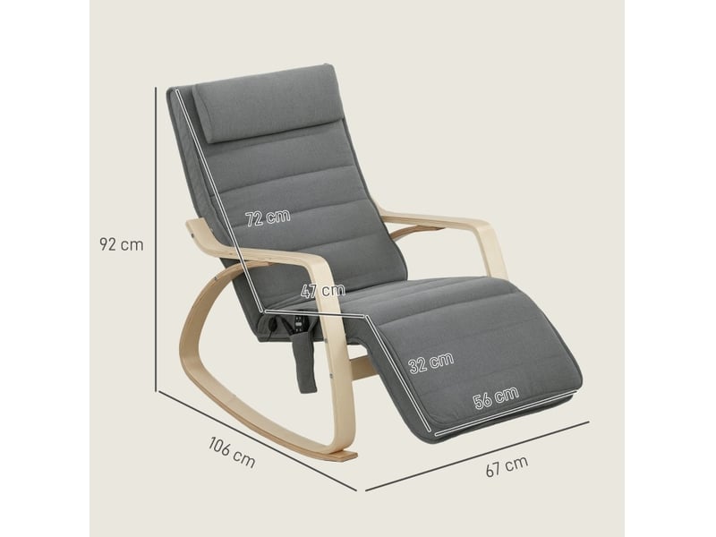 Fauteuil à bascule massant 67 x 106 cm - gris - chauffage lombaire, massage 8 points et repose-pieds réglable - Conforama B