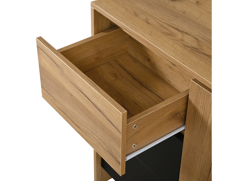 Buffet avec led multicolore 2 portes 3 tiroirs meuble de rangement bois et noir 120 cm - Conforama R
