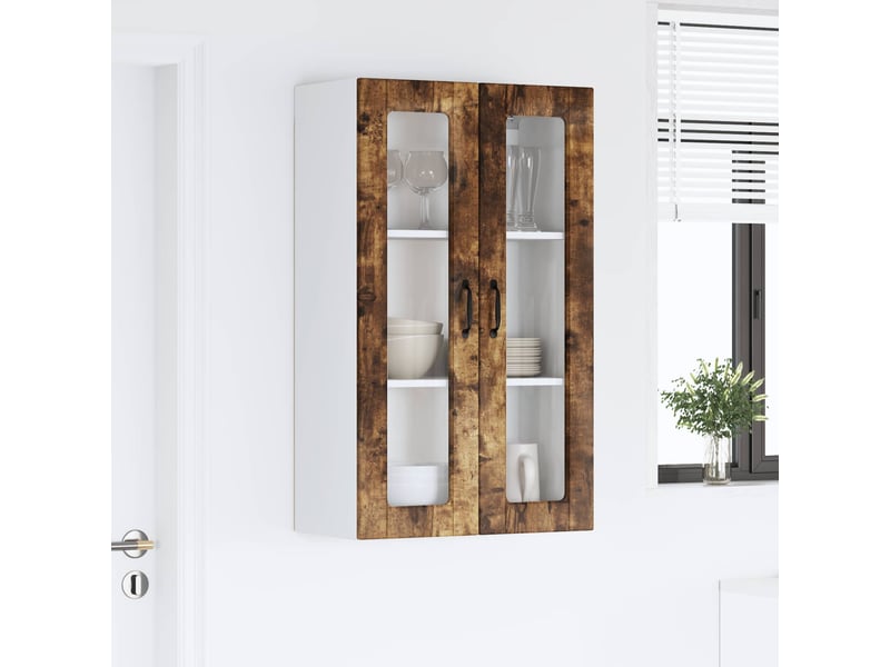  Meuble mural de cuisine, cabinet en verre mural chêne fumé 60x31x100cm shl3721  - Conforama D
