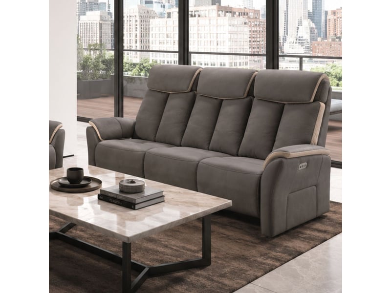  Canapé 3 places relax électrique new nobuck gris foncé et beige - odeon ODEON - Conforama C