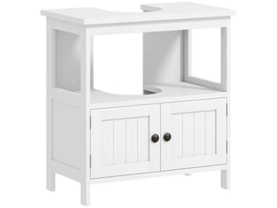 Meuble sous-évier avec 2 portes et étagère ouverte, meuble sous-évier indépendant, 60 x 30 x 60 cm, blanc