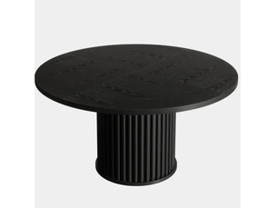 Table de salle à manger pour 6 personnes avec base métallique et pieds réglables, en bois noir, 120 × 120 × 75 cm