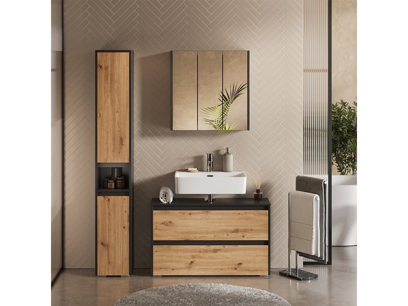  Vicco meubles bain, anthracitechêne artisan, 3 pièces  - Conforama C