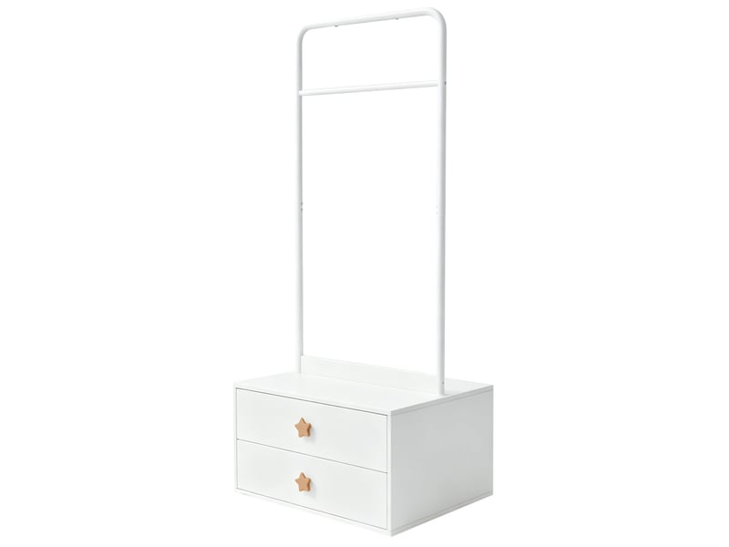  Portant enfant 70x55x168 cm blanche avec 2 tiroirs et poignées étoile  - Conforama E