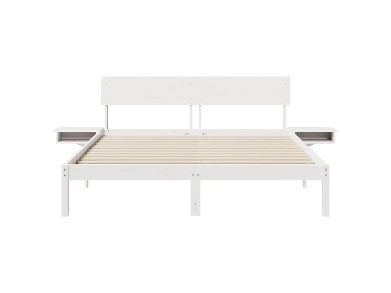  Lit double- lit adulte -  cadre de lit avec tête de lit blanc 150 x 200 cm pin massif  - Conforama D