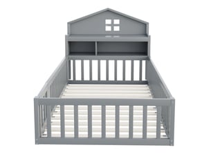Lit cabane 90x200 cm MAISONORA coloris gris