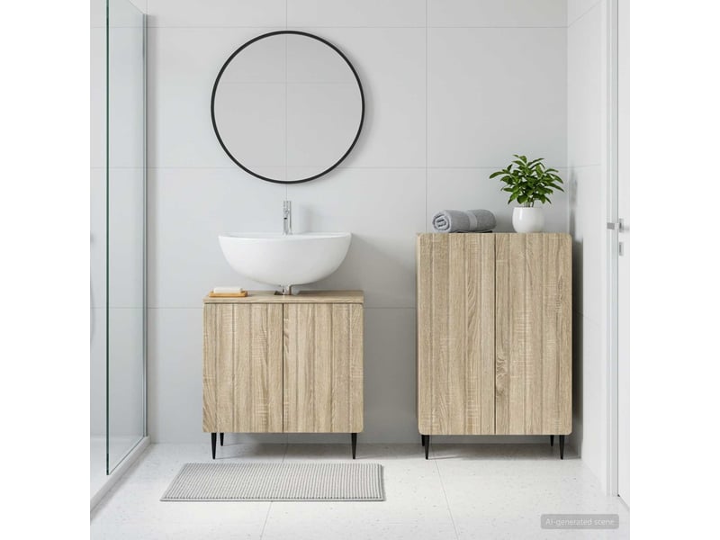  Ensemble de 2 meubles de salle de bain zwolle chêne sonoma cf63235  - Conforama B