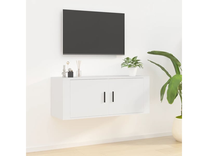  Meuble tv mural blanc 100x34,5x40 cm  - Conforama B