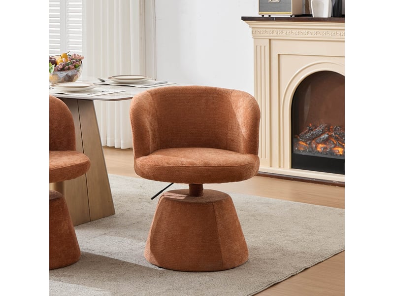  Tabouret de bar pivotant de1878og terracotta réglable en hauteur avec revêtement chenille 360°  - Conforama B