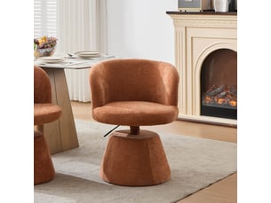 Tabouret de bar pivotant de1878og terracotta réglable en hauteur avec revêtement chenille 360°