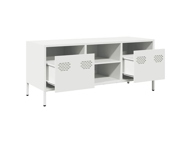  Meuble tv - banc tv - meuble de rangement blanc 101,5x39x43,5 cm acier laminé à froid  - Conforama E