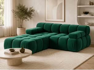 Canapé modulable 2 places avec pouf VENUS – velours vert – 188 cm