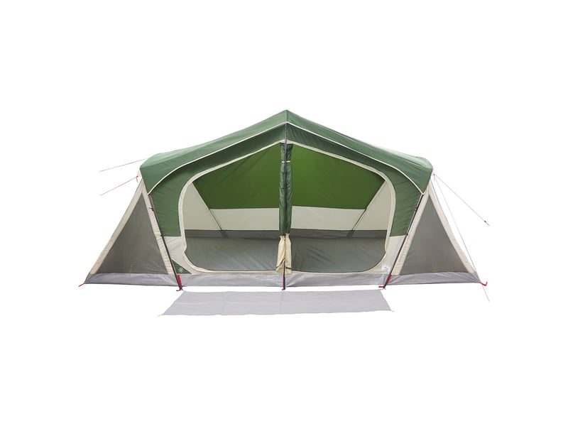  Tente de camping, tente cabane vert 10 personnes polyester et acier  - Conforama D