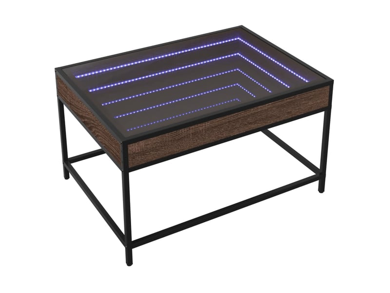  Table basse - table de salon - table à thé avec led infini chêne marron 70x50x41 cm  - Conforama C