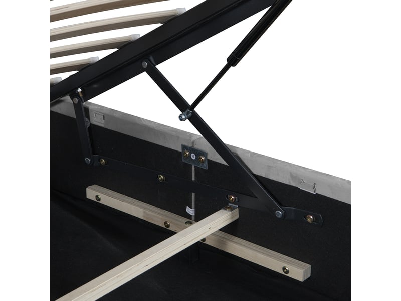  Lit enfant coffre 90x190 cm, tête de lit réglable, sommier à lattes, velours gris, sans matelas  - Conforama R