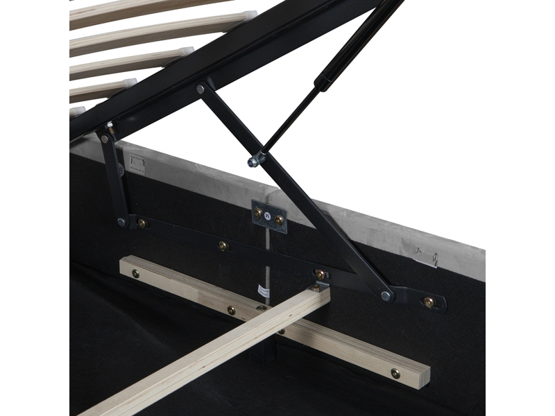  Lit enfant coffre 90x190 cm, tête de lit réglable, sommier à lattes, velours gris, sans matelas  - Conforama R