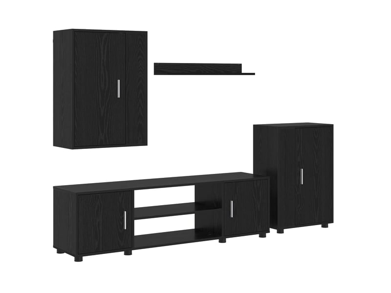  Ensemble meuble tv - banc tv - meuble de rangement chêne noir bois d'ingénierie  - Conforama A