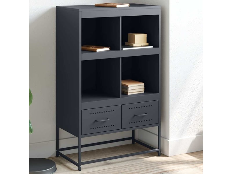  Buffet haut - bahut - meuble de rangement anthracite 68x39x111,5 cm acier  - Conforama B