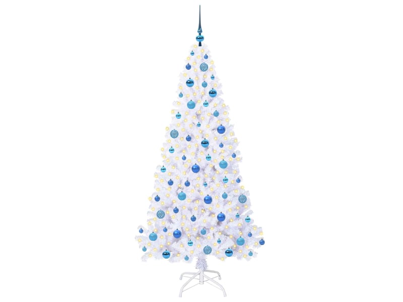  Sapin de noël artificiel, arbre de noël avec 300 led blanc 180 cm pvc et acier shl1452  - Conforama C