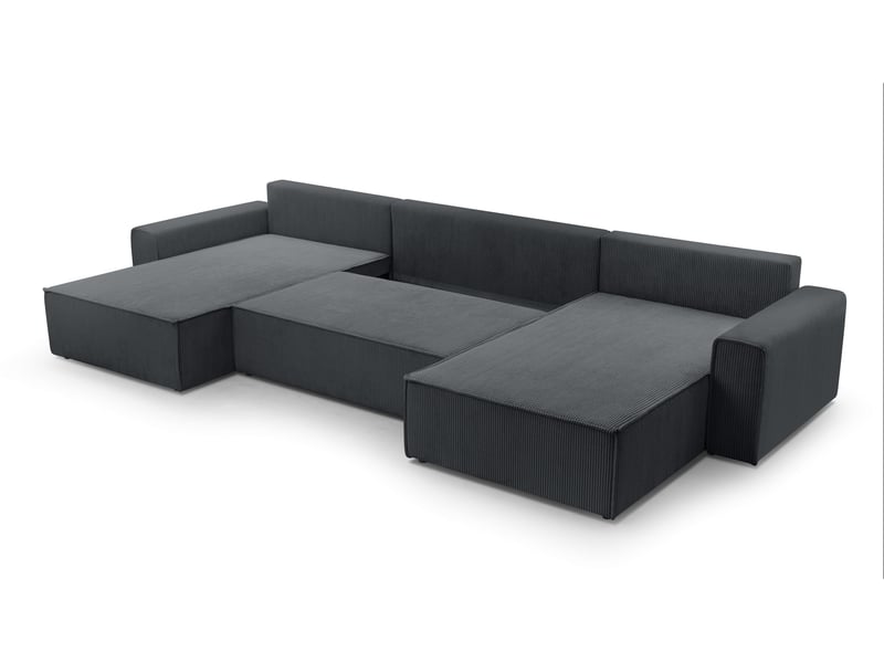  Canapé d’angle en velours côtelé blanc cedria – 287 cm Cedria U - Conforama D