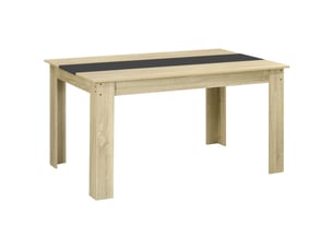 Table de salle à manger pour 6 personnes en aspect bois naturel et noir, dim. 140l x 90l x 75h cm