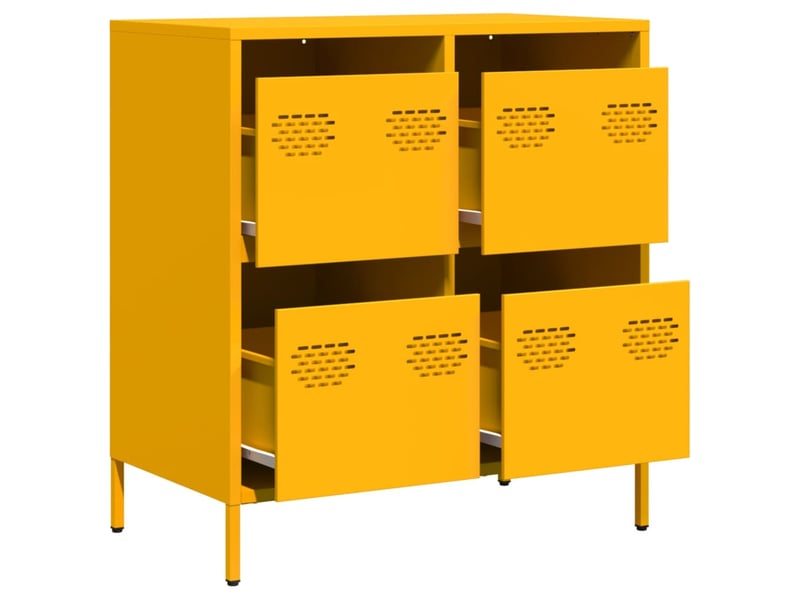  Buffet - bahut - meuble de rangement jaune moutarde 68x39x73,5 cm acier laminé à froid  - Conforama D