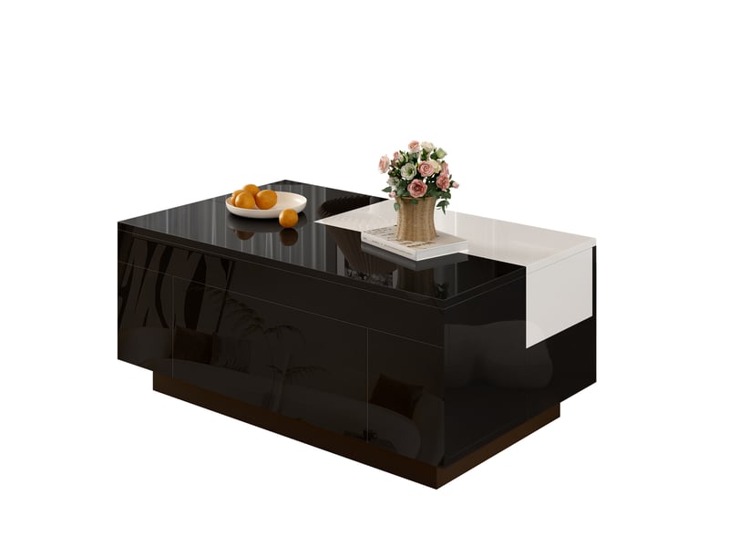  Table basse rectangulaire noir avec 1 tiroir - 50x80 cm led mdf table basse noir - Conforama A