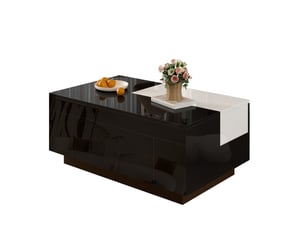 Table basse rectangulaire coloris noir <strong>MERAX</strong> <strong>table basse noir</strong> - 50 cmx80 cm