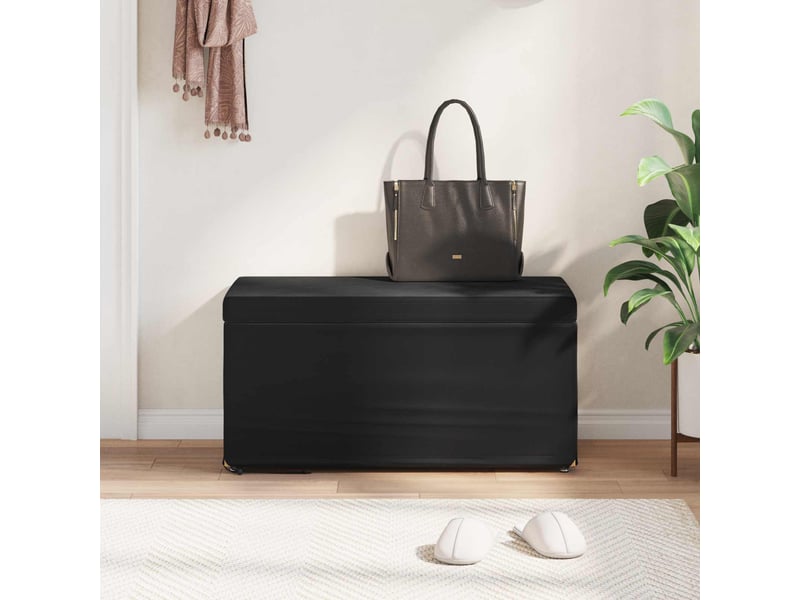 Tabouret bas, ottoman noir 81x41x40 cm velours et bois composite - Conforama C