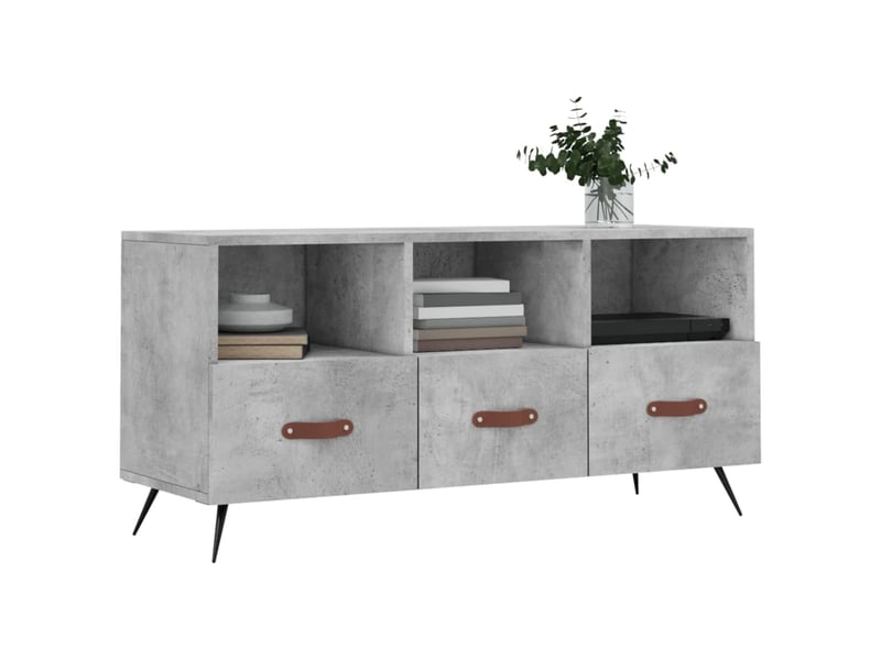  Meuble tv - banc tv - meuble de rangement gris béton 102x36x50 cm bois d'ingénierie  - Conforama C
