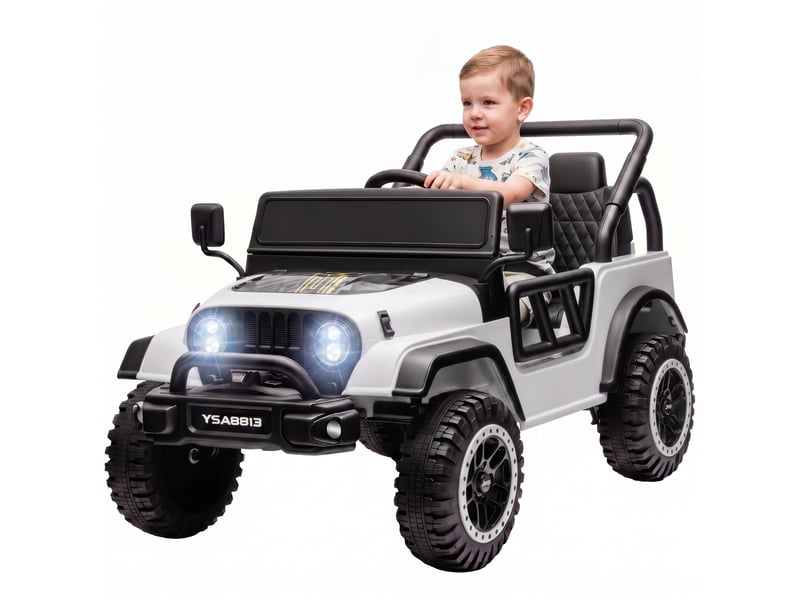  Voiture électrique enfants 12v télécommande 2,4g phares blanc  - Conforama B