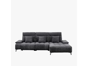 Canapé d'angle relax électrique en tissu matelassé noir - angle droit