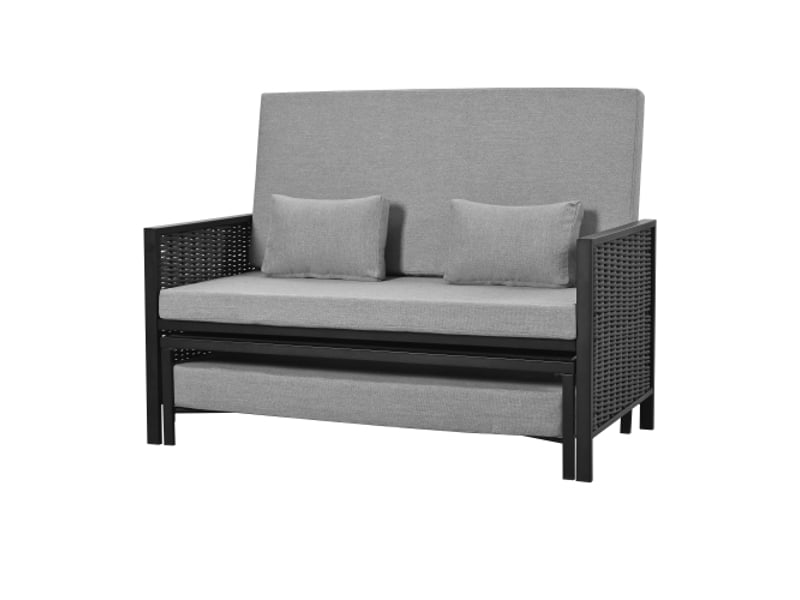 Fauteuil de jardin 2 places convertible en bain de soleil, dossier réglable 5 positions, gris - Conforama A