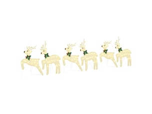 Lot de 6 rennes led, éclairage de noël, décoration de noël doré 45 x 19 x 65 cm tissu cf62095