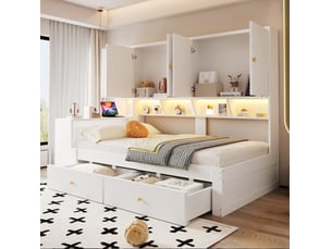Lit simple 90x200 cm <strong>WISHDOR</strong> <strong></strong> coloris blanc