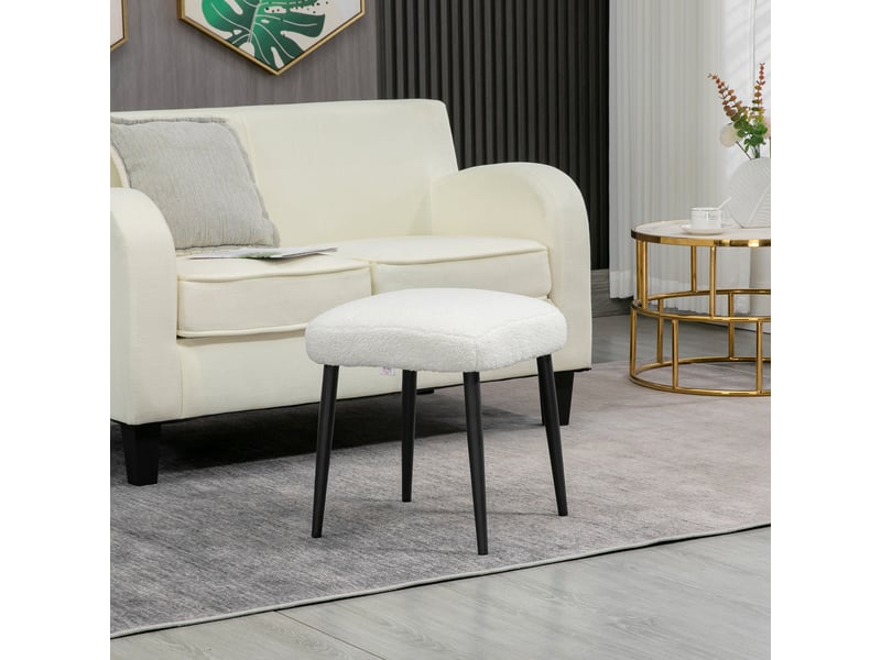  Repose-pieds carré tabouret dressing look cachemire avec pieds en acier pour salon chambre crème 42x42x47cm 838-336V00CW - Conforama C
