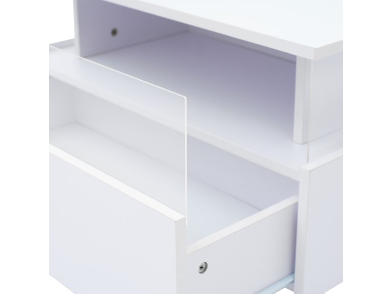  Table basse avec 2 tiroirs, éclairage led et espace transparent pour salon 70×70×41 cm blanc  - Conforama D