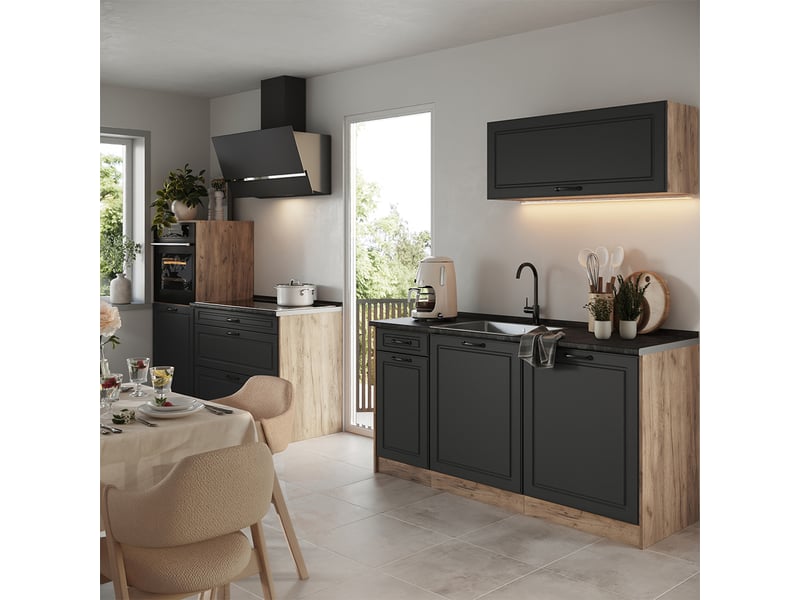  Vicco cuisine, anthracite campagnechêne doré, 160cm sans plan de travail  - Conforama C