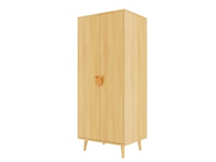 Armoire à 2 portes avec penderie, rangement bas, poignées fantaisie et pieds surélevés pour chambre, 70×55×170 cm