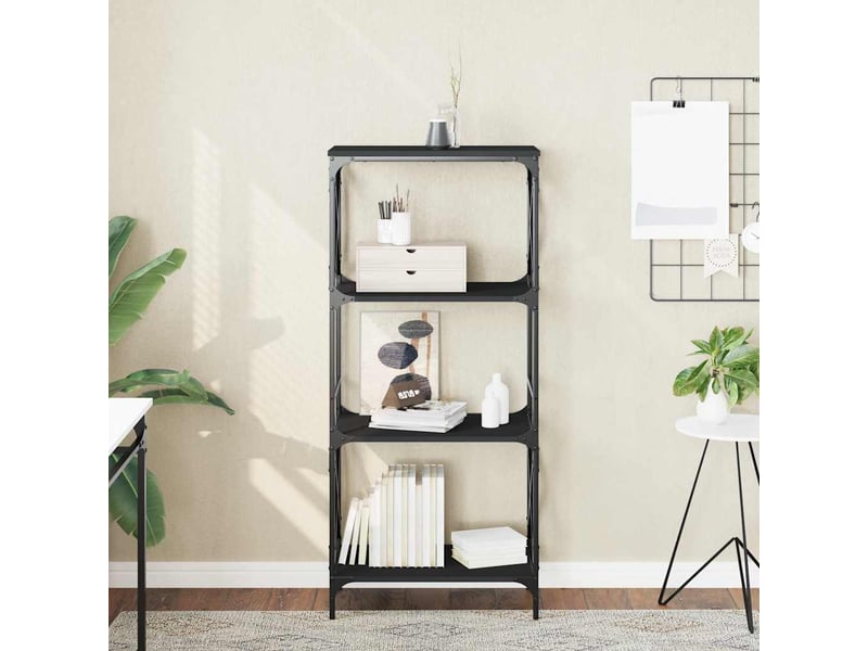  Bibliothèque à 4 niveaux, armoire à livres noir 59x35x132 cm bois d'ingénierie  - Conforama B