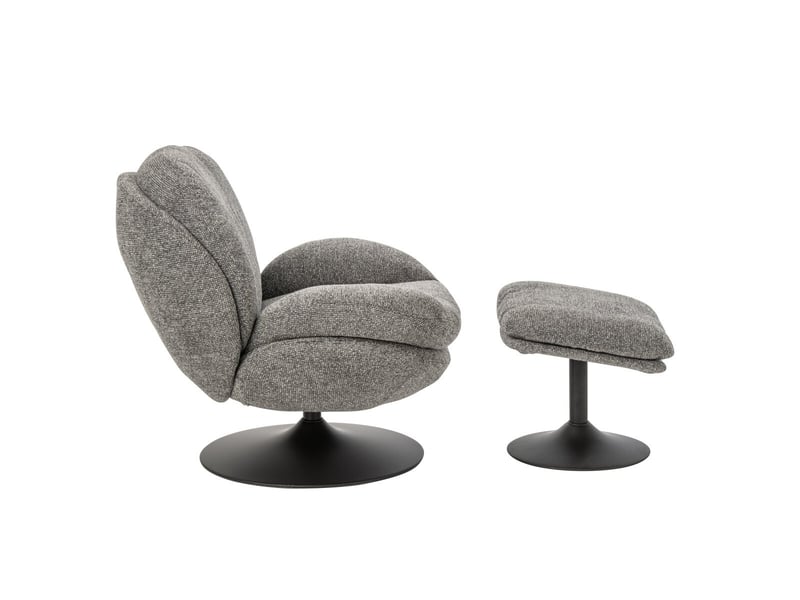  Fauteuil avec pouf repose-pieds helle 88cm gris  - Conforama C